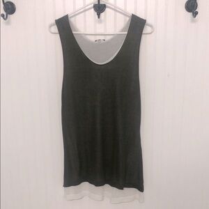 VilaMilano Tank Layered Green/White Lightweight EUC Washable